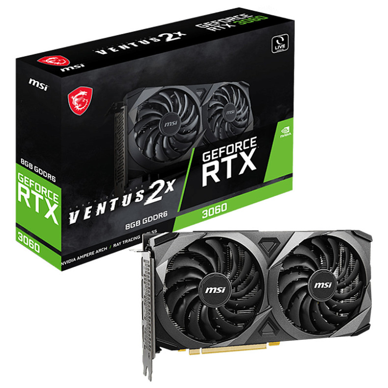 Відеокарта GF RTX 3060 8GB GDDR6 Ventus 2X MSI (GeForce RTX 3060 VENTUS 2X 8G)