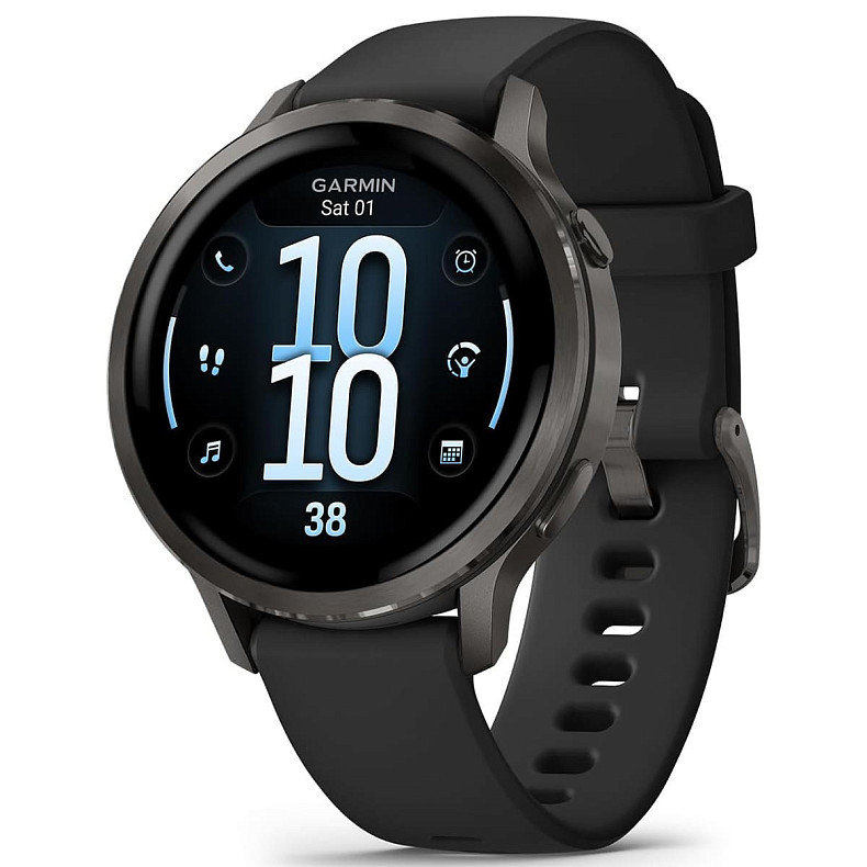 Смарт-годинник GARMIN Venu 4 41 mm Slate with Black Silicone Band (010-03013-02)