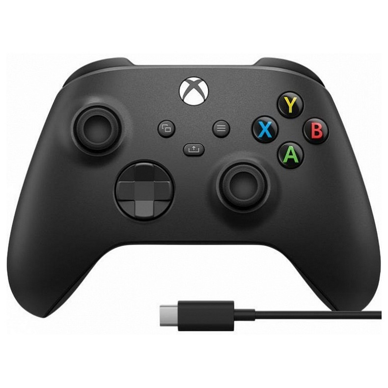 Геймпад Microsoft Xbox Series X S Wireless Controller Carbon Black + USB Cable (XOA-0010, 1V8-00001, 1V8-00002)