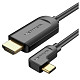 Кабель USB 3.1 Type-C M - HDMI M, 1.5m 90° 4K 60 Гц PVC Black Vention