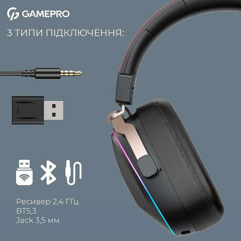 Гарнитура GamePro Asgard Valkyria RGB Tri-mode Black (HSW249)