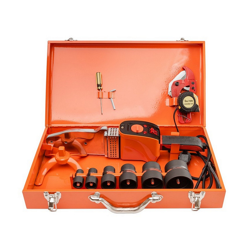 Паяльник для пластиковых труб Tekhmann TPW-2406 2400Вт 50-300°C насадки 20 25 32 40 50 63мм 4кг