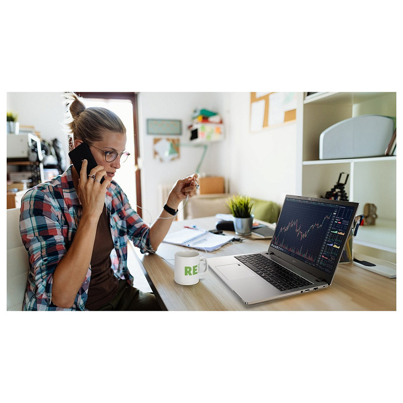 Ноутбук Acer TravelMate TMP215-55 15.6" FHD IPS, Intel 7-150U, 32GB, F1TB, UMA, Win11P, серебристый