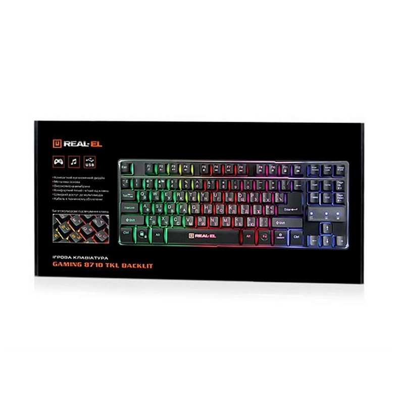 Клавиатура REAL-EL Gaming 8710 TKL Backlit USB черный UAH