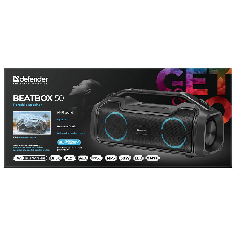 Портативна акустика Defender Beatbox 50 (65950)