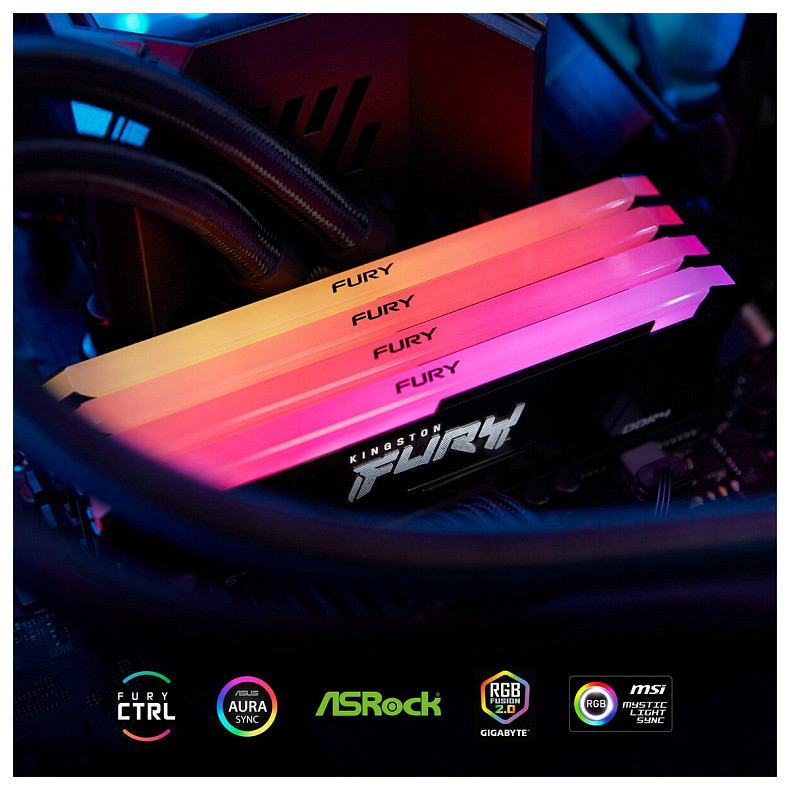 ОЗУ Kingston Fury Beast DDR4 8GB 3200MHz RGB (KF432C16BB2A/8WP)