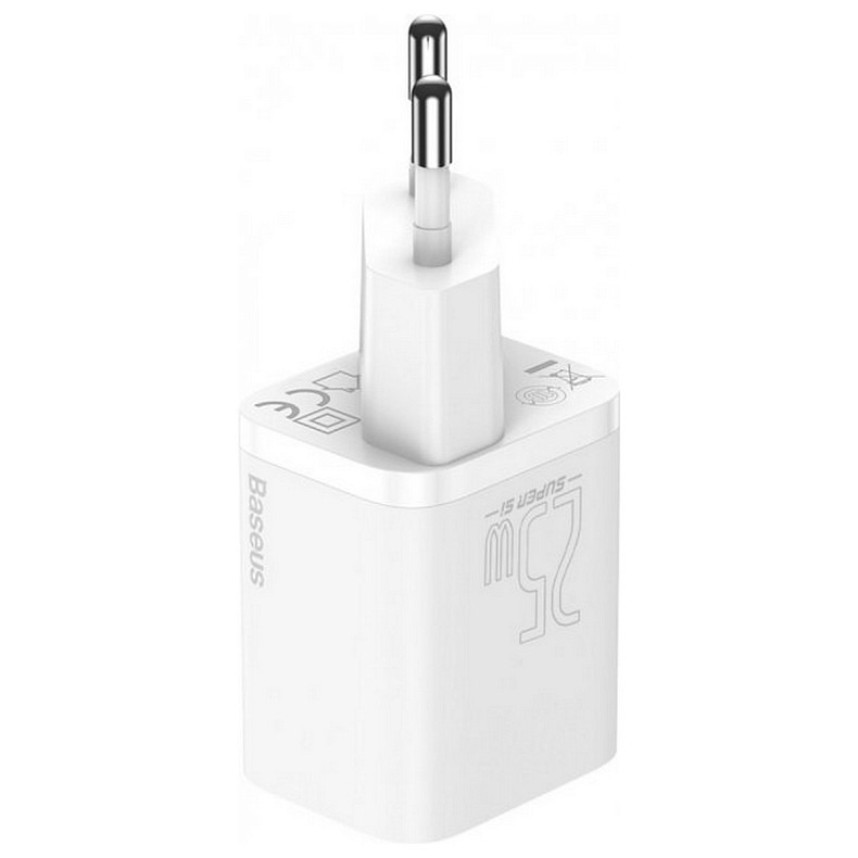 Сетевое зарядное устройство Baseus Super Silicone PD Charger 25W (1Type-C) White (TZCCSUP-L02) + кабель