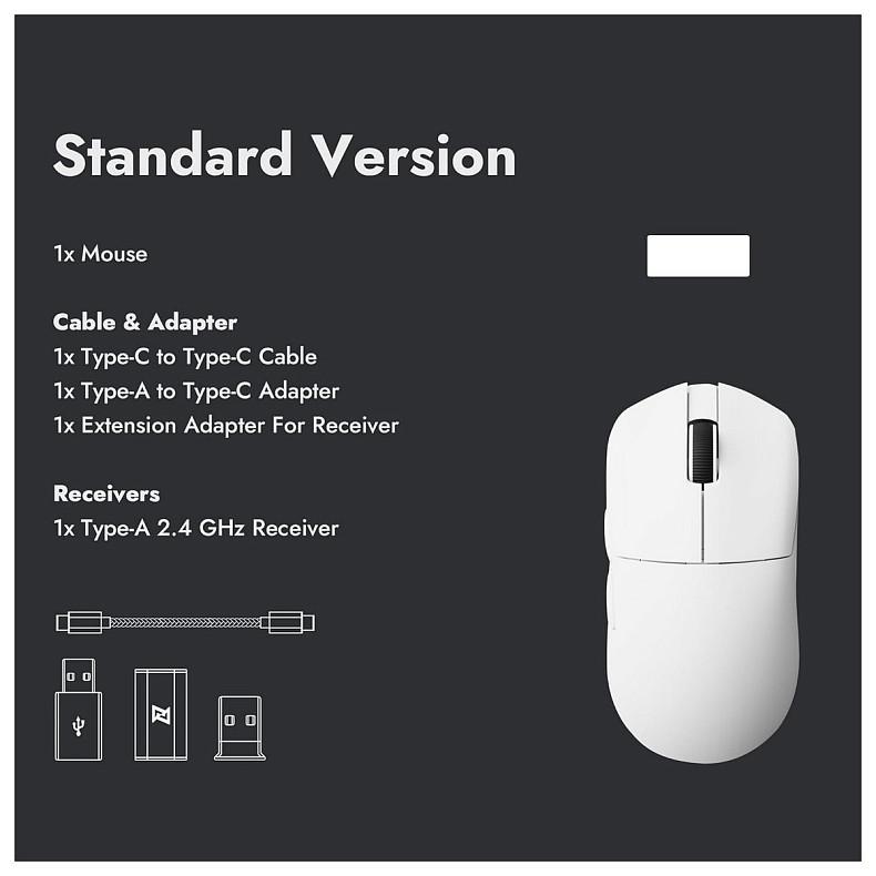 Миша Lemokey G1 USB-A/USB-C/WL/BT, 8K, білий