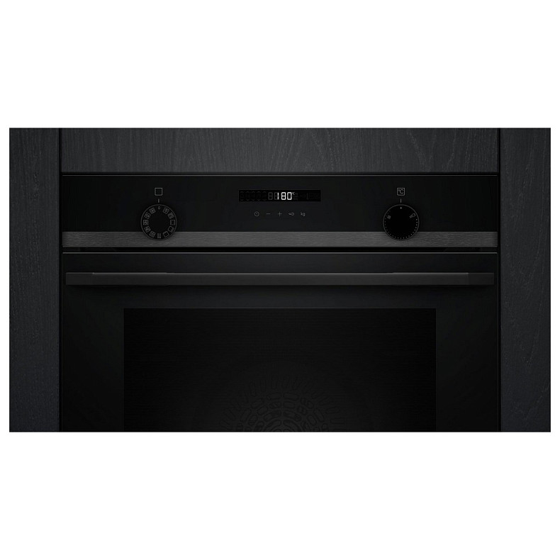 Духова шафа Siemens електрична, 76л, A, дисплей, конвекція, телескопічні направляючі, чорний