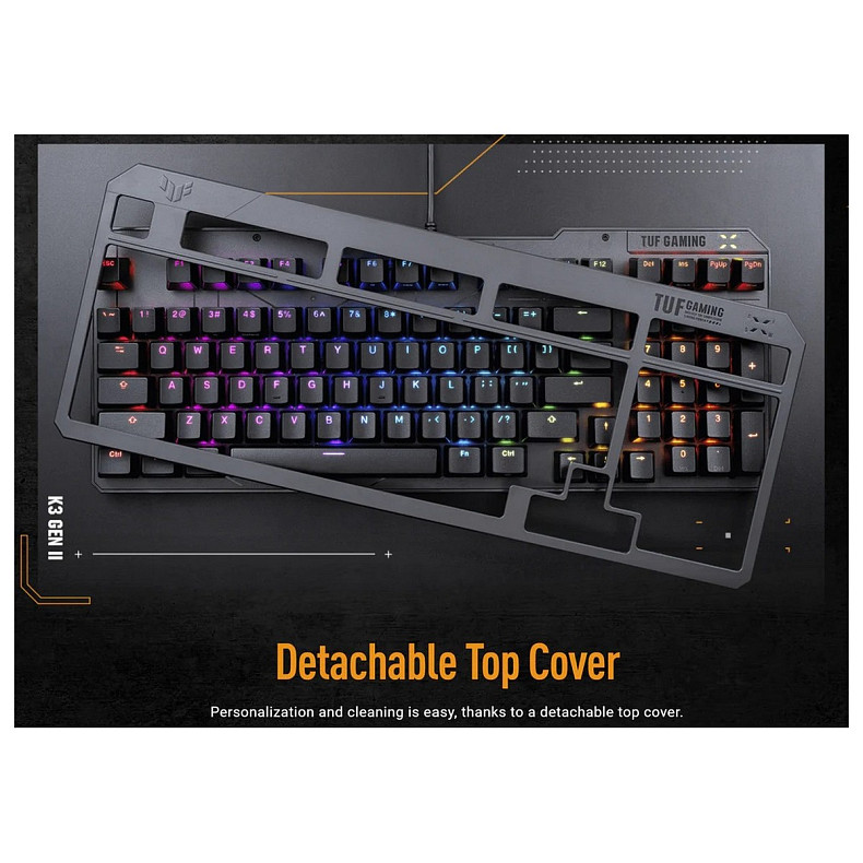 Клавіатура Asus TUF Gaming K3 Gen II Opti-Mech RGB 97key Switches ABS Black (90MP0390-BKMA00)