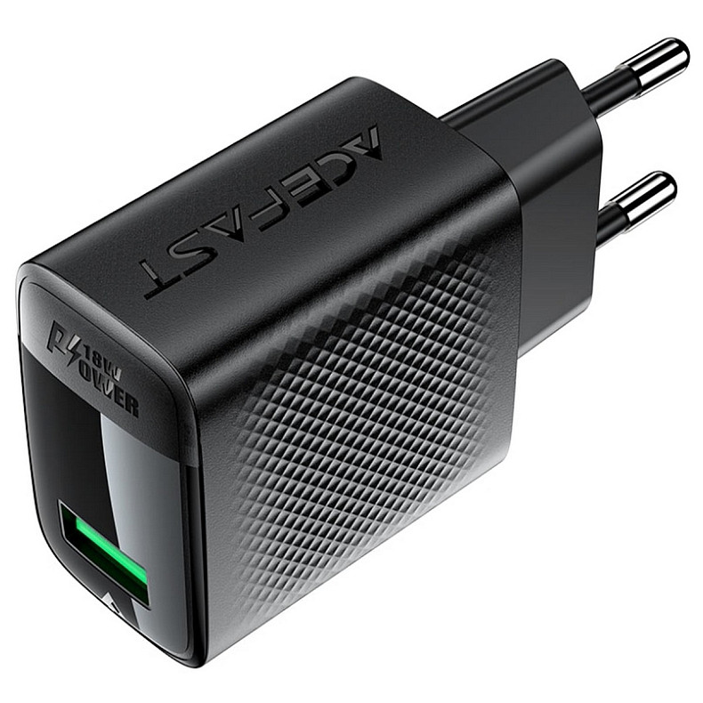 Зарядний пристрій USB-A 20W + Type-C cable A90 Fast Charger Black Acefast