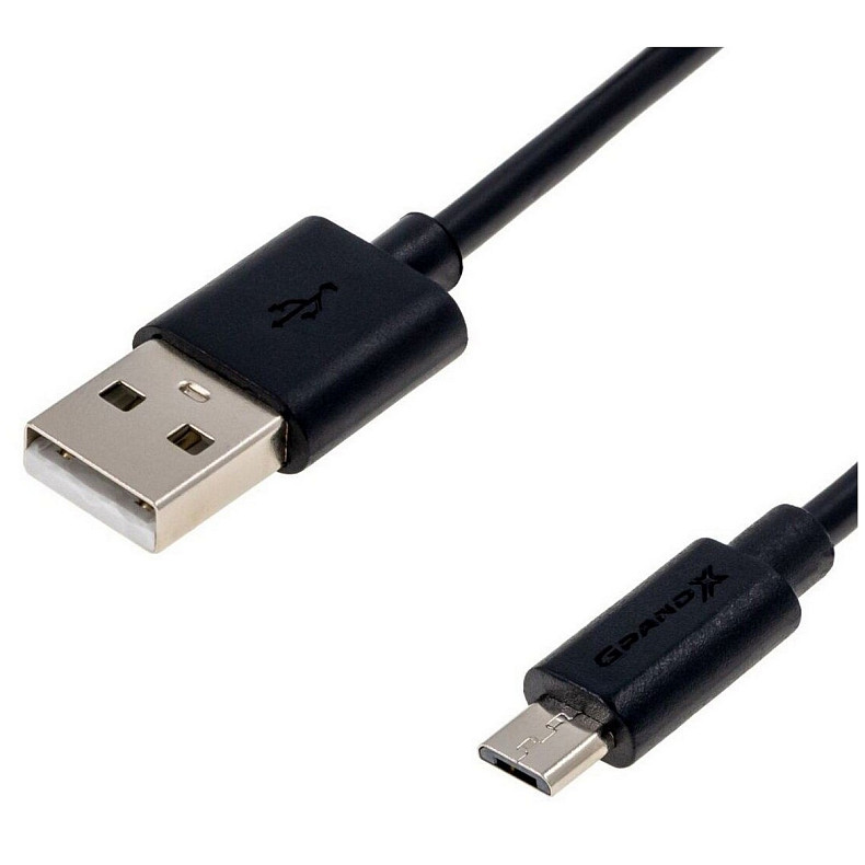 Кабель Grand-X USB-microUSB, Cu, 2.5м Black (PM025B) box