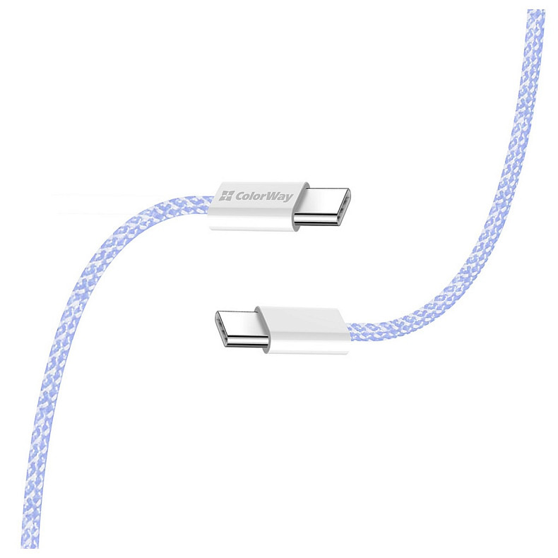 Кабель ColorWay USB Type-C + USB Type-C (M/M), 3.0 А, 1 м, Purple (CW-CBPDCC061-PU)