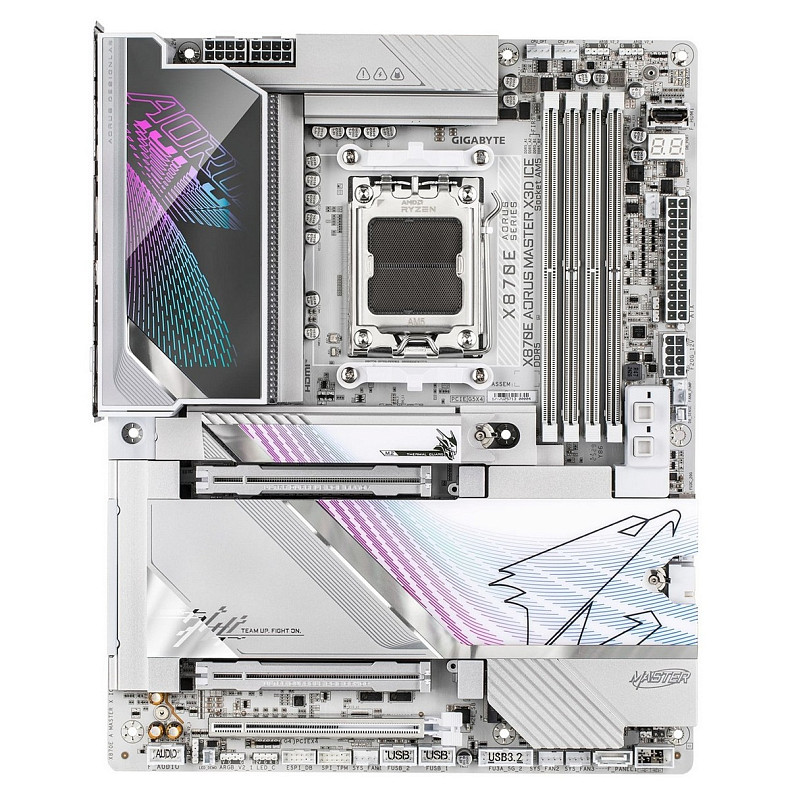 Материнська плата GIGABYTE X870E A MASTER X3D ICE sAM5 X870 4xDDR5 M.2 Wi-Fi BT HDMI DP ATX