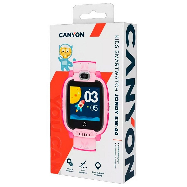 Дитячий смарт-годинник Canyon Jondy KW-44 4G Camera GPS Music Pink (CNE-KW44PP)
