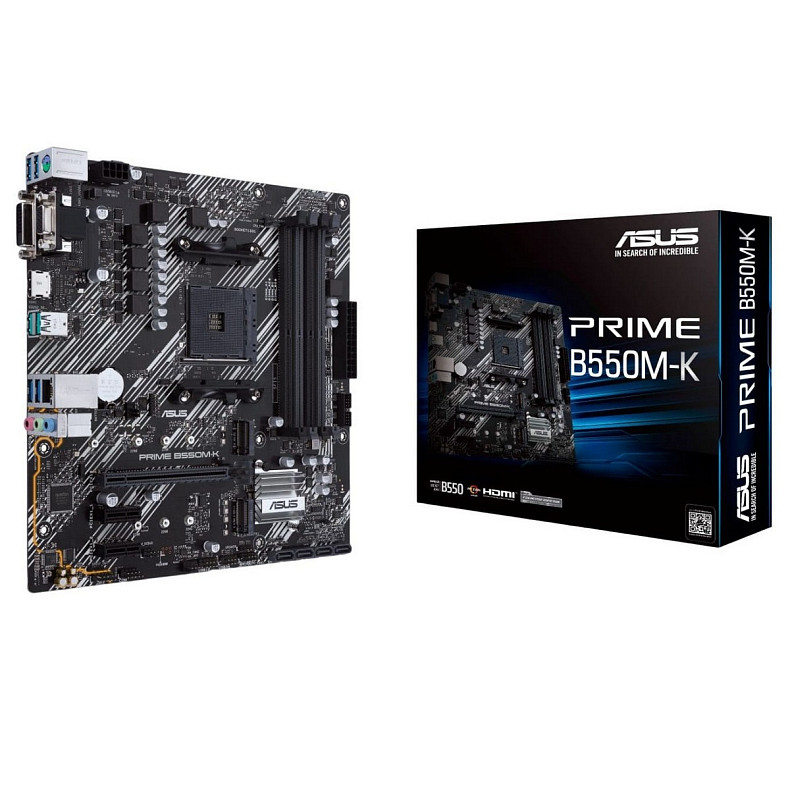 Материнская плата ASUS PRIME B550M-K ARGB sAM4 B550 4xDDR4 M.2 HDMI DVI D-Sub mATX ARGB