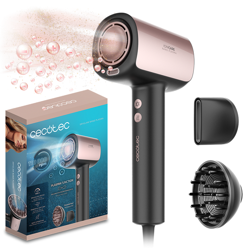 Фен CECOTEC DryGlam Nano Plasma Black - Ушкоджена упаковка