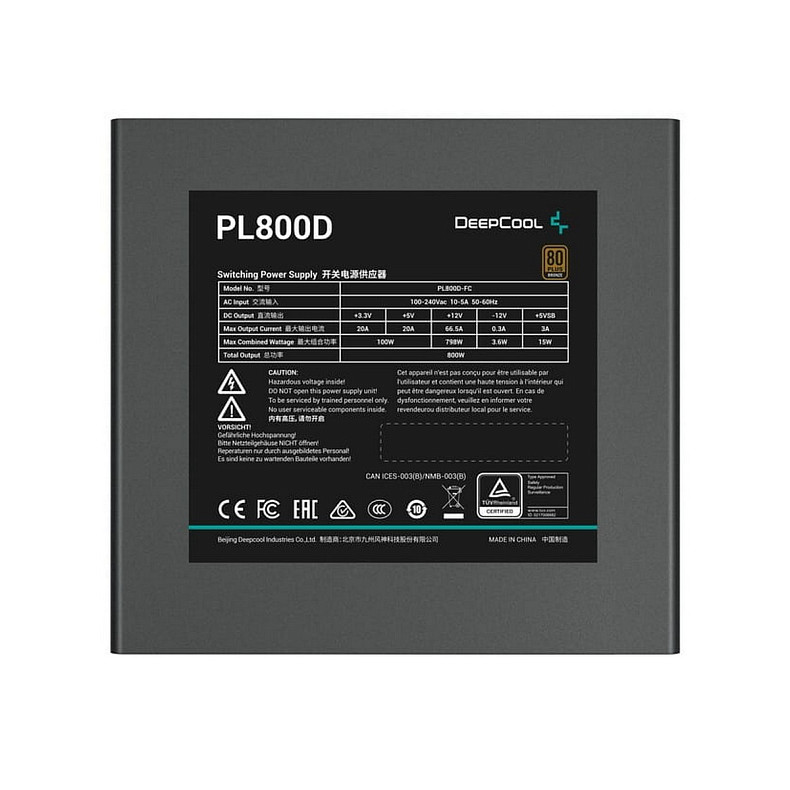 Блок питания DeepCool PL800D (R-PL800D-FC0B-EU-V2) 800W