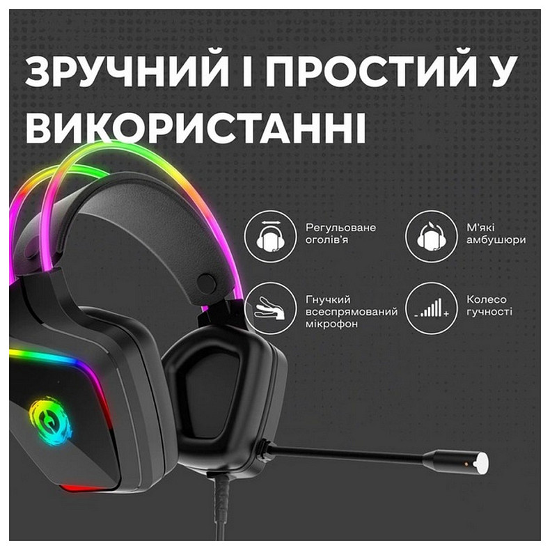 Гарнитура Canyon Darkless GH-9A Gaming 3.5 мм RGB Black (CND-SGHS9A)