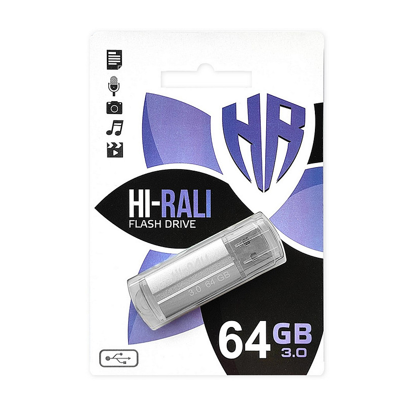 Флеш-накопитель USB 3.0 64GB Hi-Rali Corsair Series Silver (HI-64GB3CORSL)