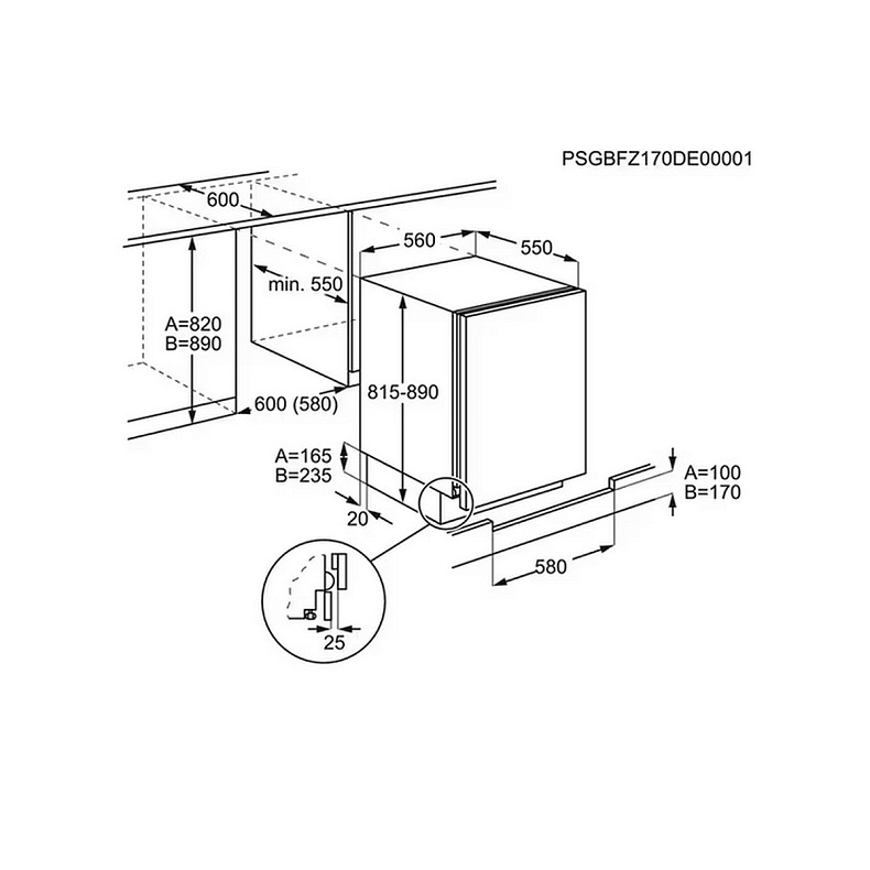 Морозильная камера Electrolux встроенная., 82x56х55, 90л, А+, ST, белый