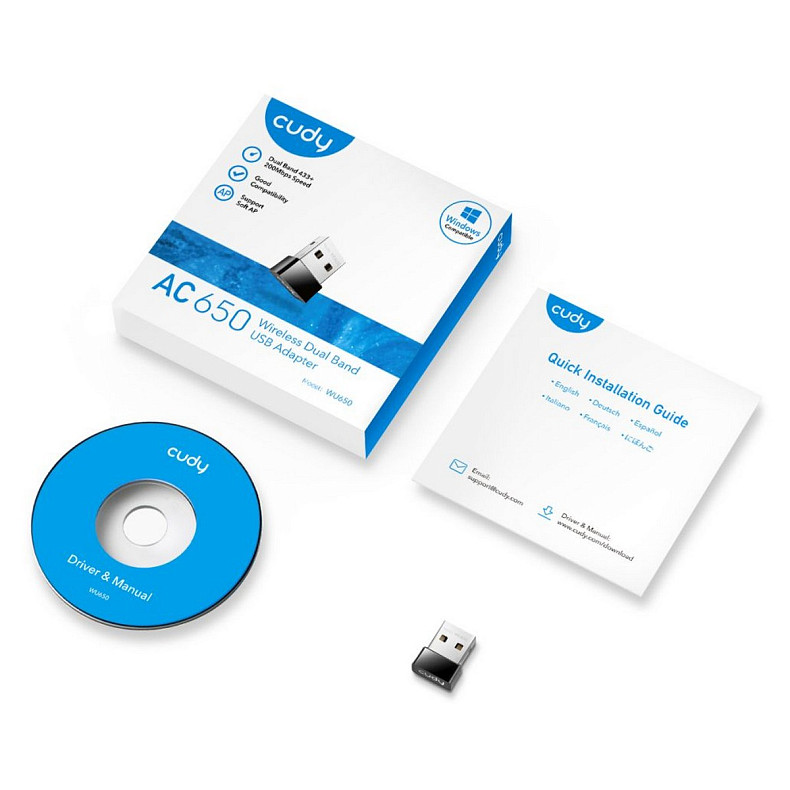 Адаптер WiFi Cudy WU650,AC650 Wi-Fi Mini USB Adapter