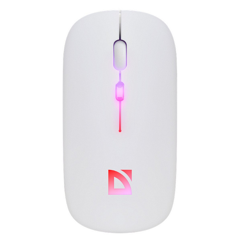 Мышь DEFENDER (52998) Touch MM-997, 2.4+BT, RGB, 500mAh, WHITE, Wireless, Silent