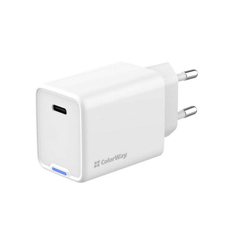Зарядний пристрій ColorWay GaN Mini 45W PD Port PPS USB-C White (CW-CHS057PD-WT)