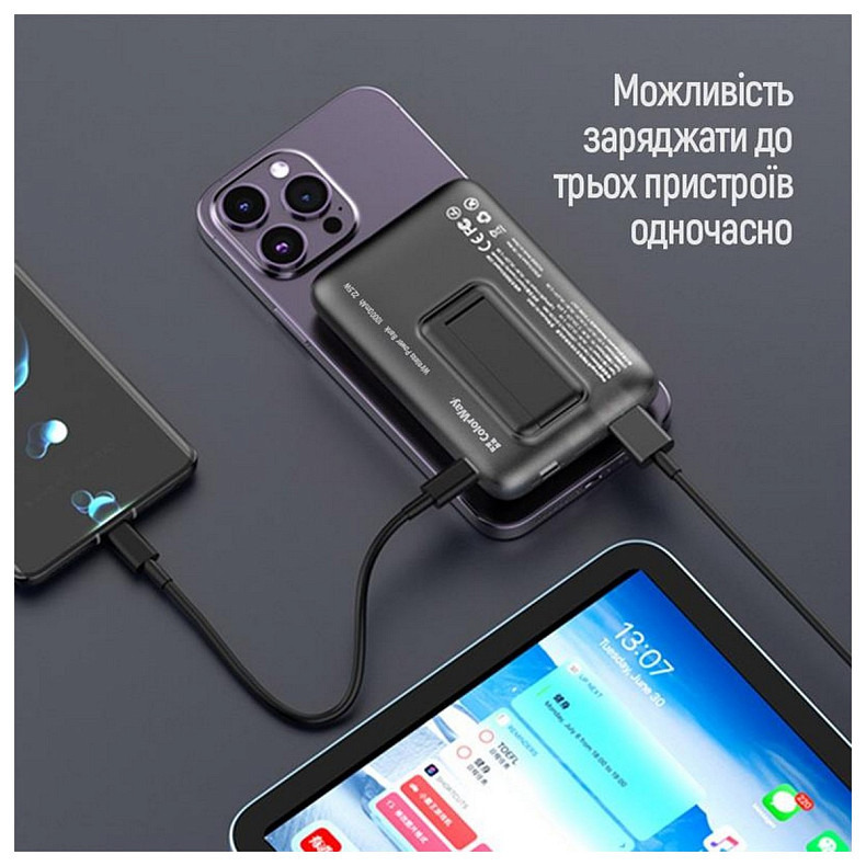 Универсальная мобильная батарея ColorWay 15W MagSafe 10000mAh Black (CW-PB100LPA3BK-WPDD)