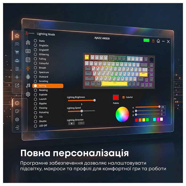 Клавіатура Ajazz AK820 Sea Salt Switch Black USB-C (AK820-SS-BGY)