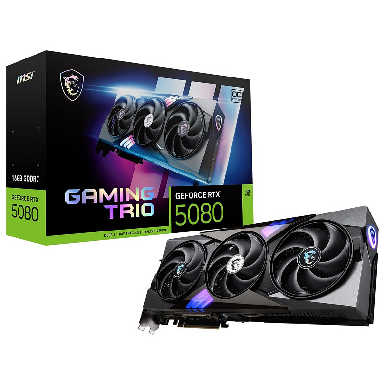 Відеокарта MSI Gaming Trio OC RTX 5080 16GB GDDR7 (GeForce RTX 5080 16G GAMING TRIO OC)