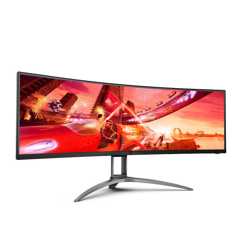 TFT 48.8" AOC AGON AG493QCX, Dual-FHD, VA, 144Гц, изогнутый, HDMIx2, DP, USB-hub, HAS, колонки, черный.