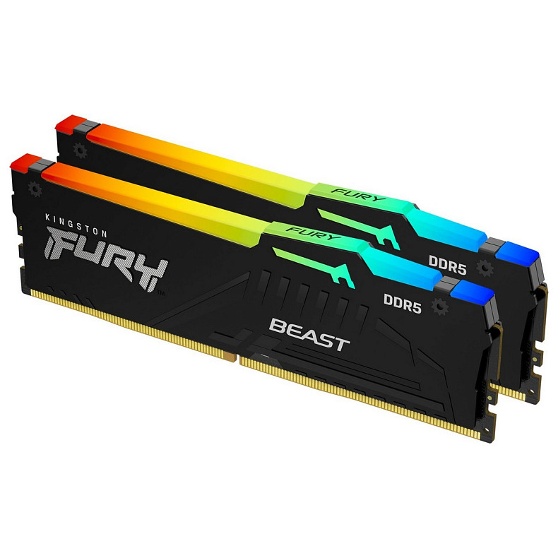 ОЗУ Kingston DDR5 32GB KIT (16GBx2) 5600 FURY Beast RGB (KF556C40BBAK2-32)