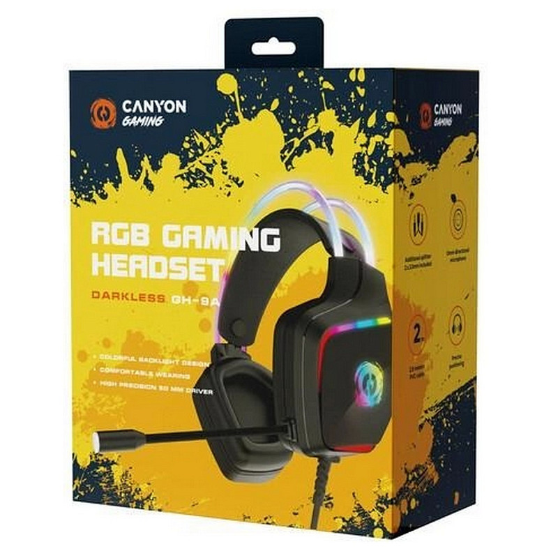 Гарнитура Canyon Darkless GH-9A Gaming 3.5 мм RGB Black (CND-SGHS9A)