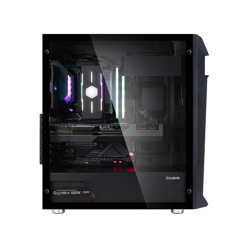 Корпус Zalman Z1 Plus, без БЖ, 2xUSB3.0, 1xUSB2.0, 3x120mm Black fans, TG Side Panel, ATX, Black