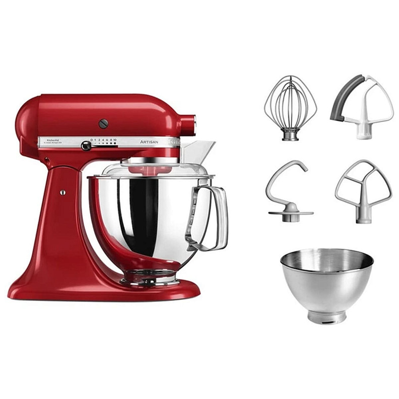 Кухонний комбайн KitchenAid Artisan 4,8 л 5KSM175PSEER з відкидним блоком червоний