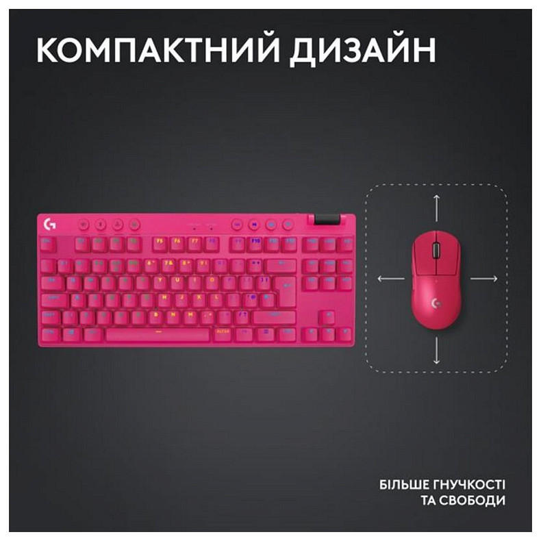 Клавіатура Logitech G PRO X TKL Lightspeed Magenta (920-012159)