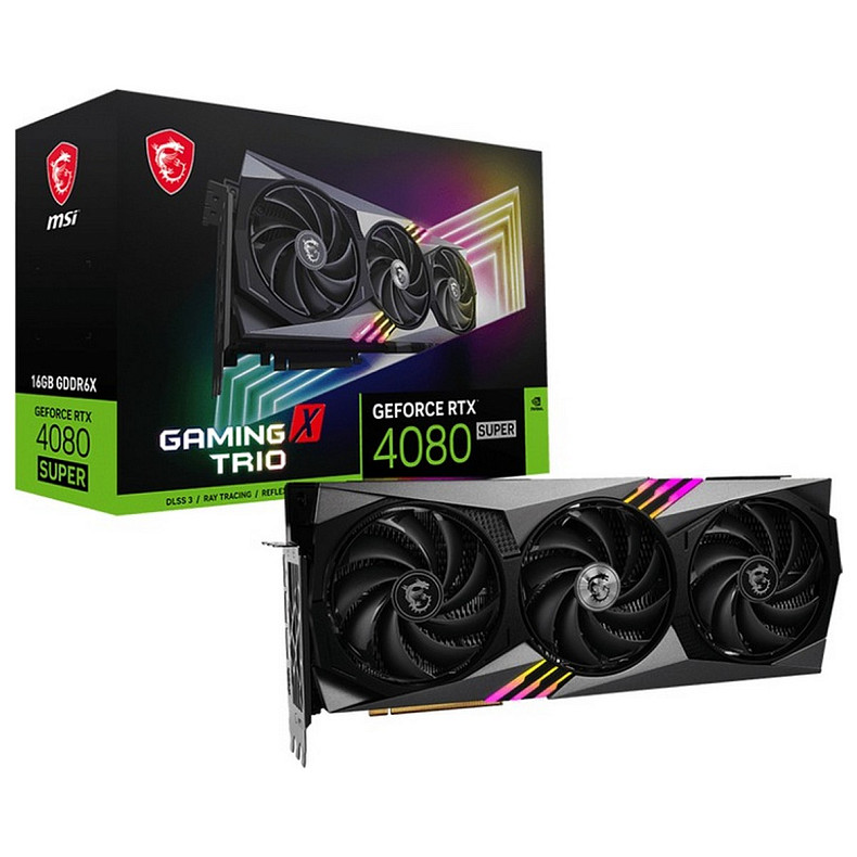 Видеокарта GF RTX 4080 Super 16GB GDDR6X Gaming X Trio MSI (GeForce RTX 4080 SUPER 16G GAMING X TRIO