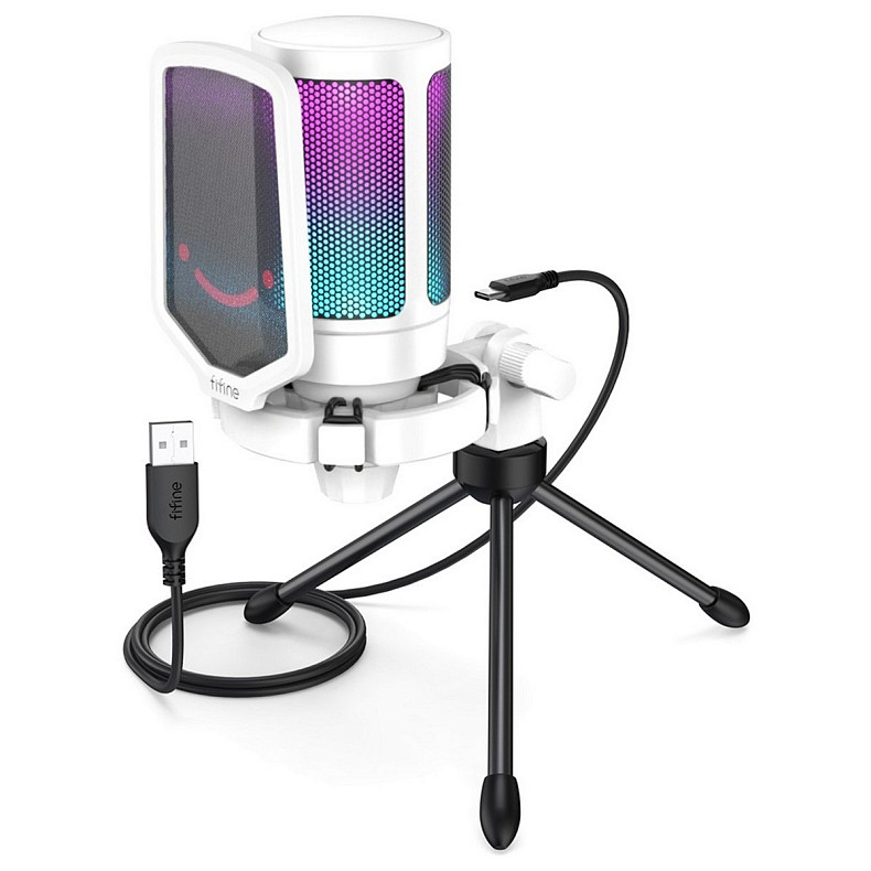 Микрофон Fifine RGB AmpliGame A6VW White