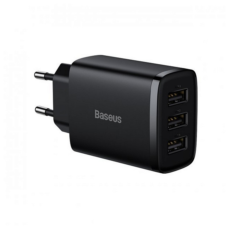 Сетевое зарядное устройство Baseus Compact 17W (3 USB) Black (CCXJ020101)