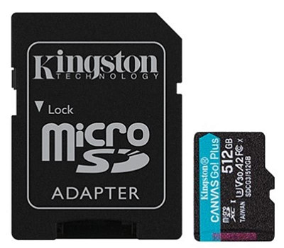 Карта памяти MicroSDXC 512GB UHS-I/U3 Class 10 Kingston Canvas Go! Plus R170/W90MB/s+ SD-адаптер (SDCG3/512GB)