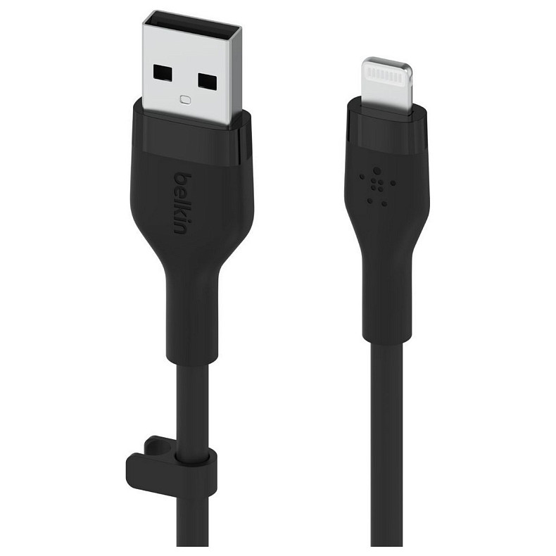 Кабель Belkin USB-A > Lightning, 3м, силіконовий, з кліпсою, чорний