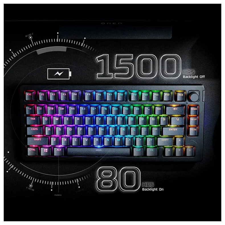 Клавиатура HyperX Alloy Rise 75key, Red, USB-A/WL/BT, EN/RU, RGB, черный