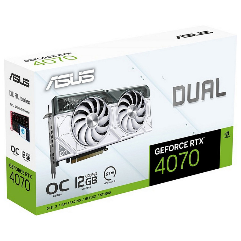 Видеокарта RTX 4070 12GB GDDR6X Dual EVO White OC Asus (DUAL-RTX4070-O12G-EVO-WHITE)