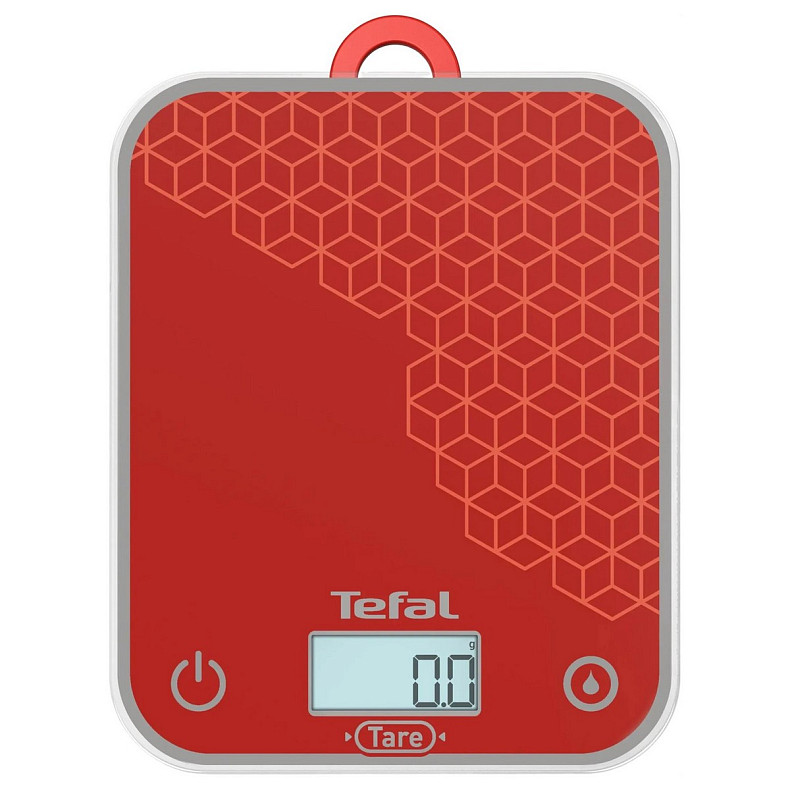 Ваги Tefal кухонні Optiss, 5кг, AAAx2 в комплекті, скло, червоний