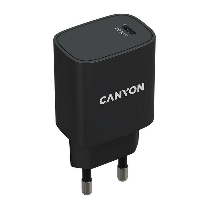 Сетевое зарядное устройство Canyon H-20-02 (1USB, 3A) PD Black (CNE-CHA20B02)