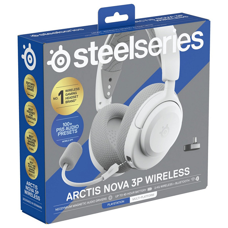 Игровая гарнитура SteelSeries Arctis Nova 3P Wireless MultiPlatform White (61687)