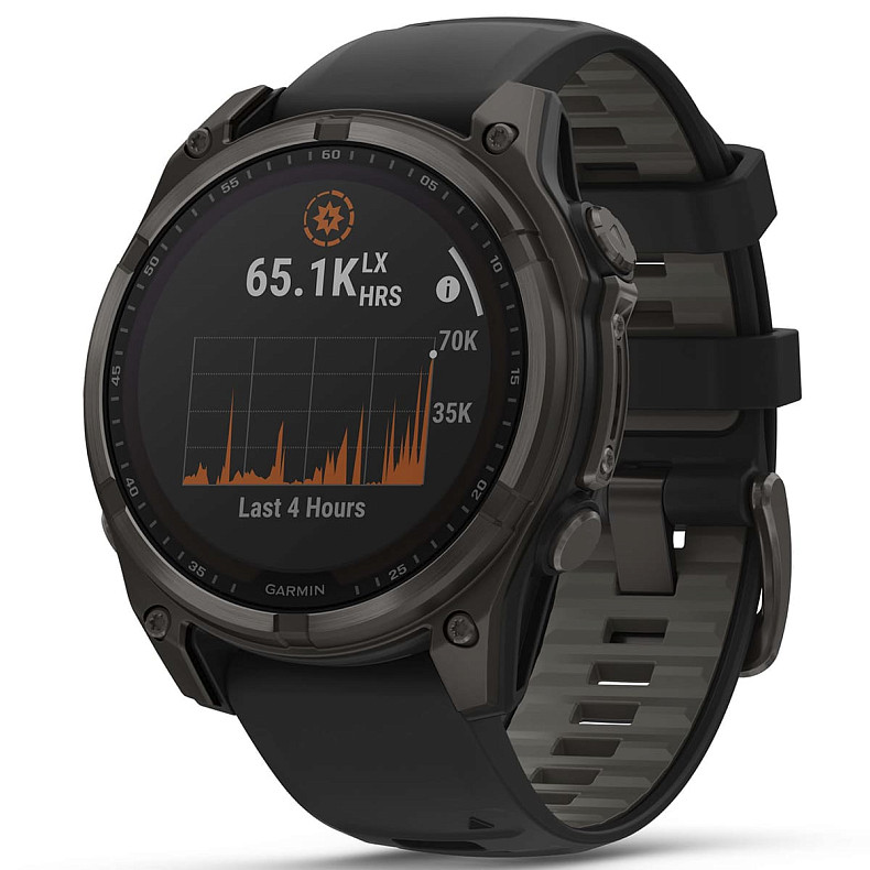 Спортивний годинник GARMIN Fenix 8 47mm Sapphire Solar Carbon Gray DLC Titanium with Black Silicone Band