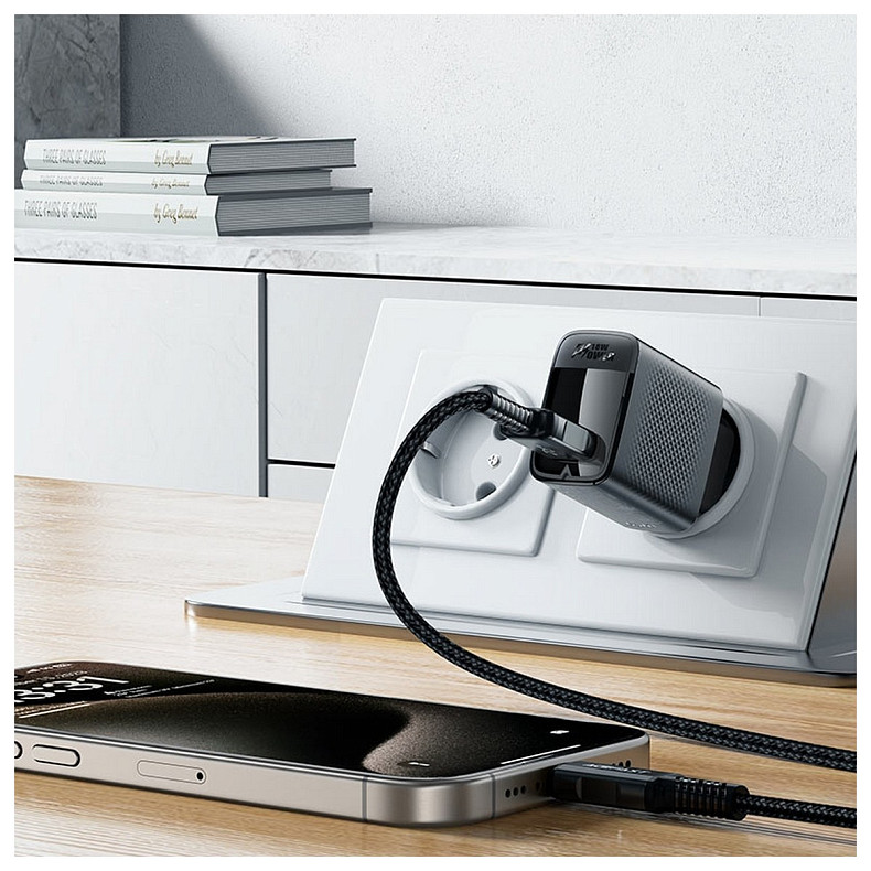 Зарядний пристрій USB-A 20W + Type-C cable A90 Fast Charger Black Acefast