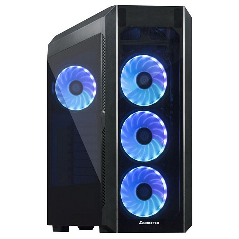 Корпус Chieftec SCORPION III GL-03B-OP 4x120mm A-RGB, ATX, без БП, Black